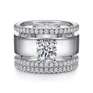 Gabriel & Co. "Aiza" Wide Diamond Engagement Ring