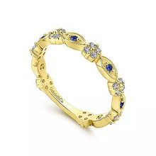 Load image into Gallery viewer, Gabriel &amp; Co. Alternating Sapphire and Diamond Station Wedding Band
