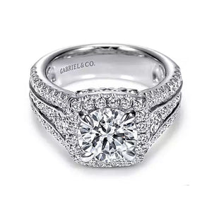 Gabriel & Co. Amavida "Dawn" Cushion Halo Diamond Engagement Ring