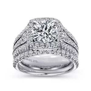 Gabriel & Co. Amavida "Dawn" Cushion Halo Diamond Engagement Ring