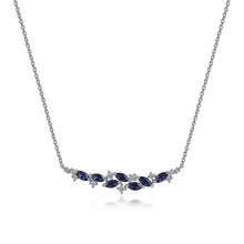 Load image into Gallery viewer, Gabriel &amp; Co. Blue Sapphire and Diamond Marquise Bar Necklace
