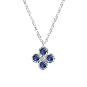Gabriel & Co. Blue Sapphire and Diamond Quartet Pendant