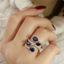 Load image into Gallery viewer, Gabriel &amp; Co. Blue Sapphire &amp; Diamond Right Hand Ring
