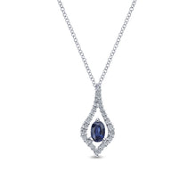 Load image into Gallery viewer, Gabriel&amp; Co. Blue Sapphire &amp; Diamond Teardrop Pendant

