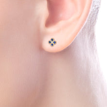 Load image into Gallery viewer, Gabriel &amp; Co. Blue Sapphire Flower Cluster Diamond Stud Earrings
