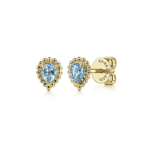 Gabriel & Co. Blue Topaz Bujukan Pear Shape Stud Earrings