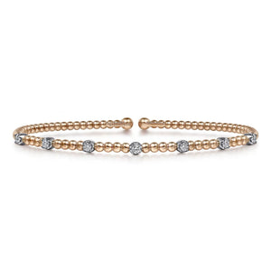 Gabriel & Co. Bujukan Bangle Bracelet with Diamond Stations with Butter Cup Setting