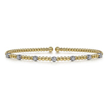 Load image into Gallery viewer, Gabriel &amp; Co. Bujukan Bangle Bracelet with Diamond Stations with Butter Cup Setting
