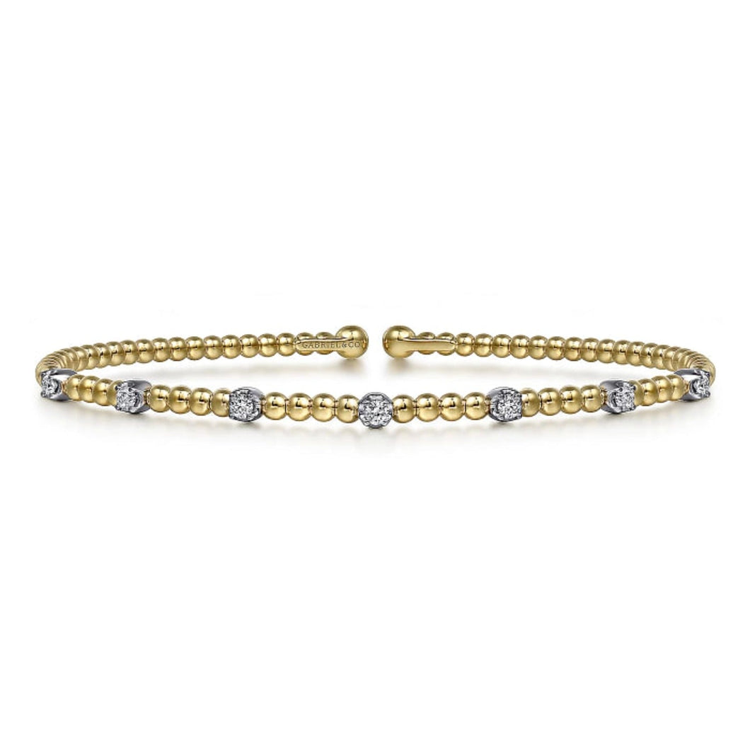 Gabriel & Co. Bujukan Bangle Bracelet with Diamond Stations with Butter Cup Setting