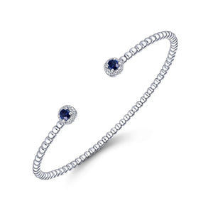 Gabriel & Co. Bujukan Open Bangle Sapphire & Diamond Halo Bracelet