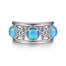 Load image into Gallery viewer, Gabriel &amp; Co. Bujukan Rock Crystal &amp; Turquoise Station Ring
