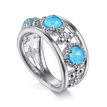 Load image into Gallery viewer, Gabriel &amp; Co. Bujukan Rock Crystal &amp; Turquoise Station Ring
