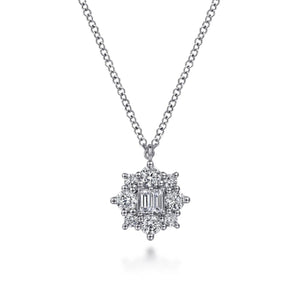 Gabriel & Co. Bursting Starbust Diamond Pendant Necklace