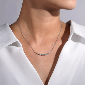 Gabriel & Co. Buttercup Set Diamond Curved Bar Necklace