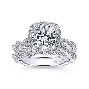 Gabriel & Co. "Carrick" Cushion Halo Diamond Twist Engagement Ring