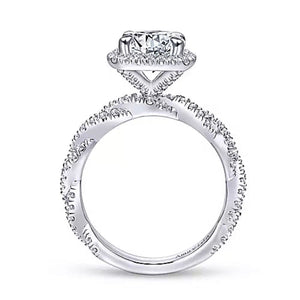 Gabriel & Co. "Carrick" Cushion Halo Diamond Twist Engagement Ring