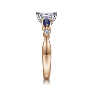 Gabriel & Co "Carrie" Blue Sapphire Pear Cut Side Engagement Ring