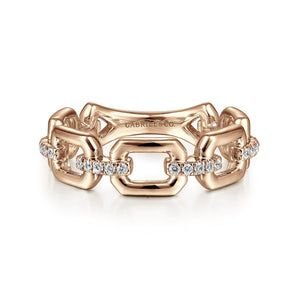 Gabriel & Co. Chain Link Ring Band with Diamond Connectors