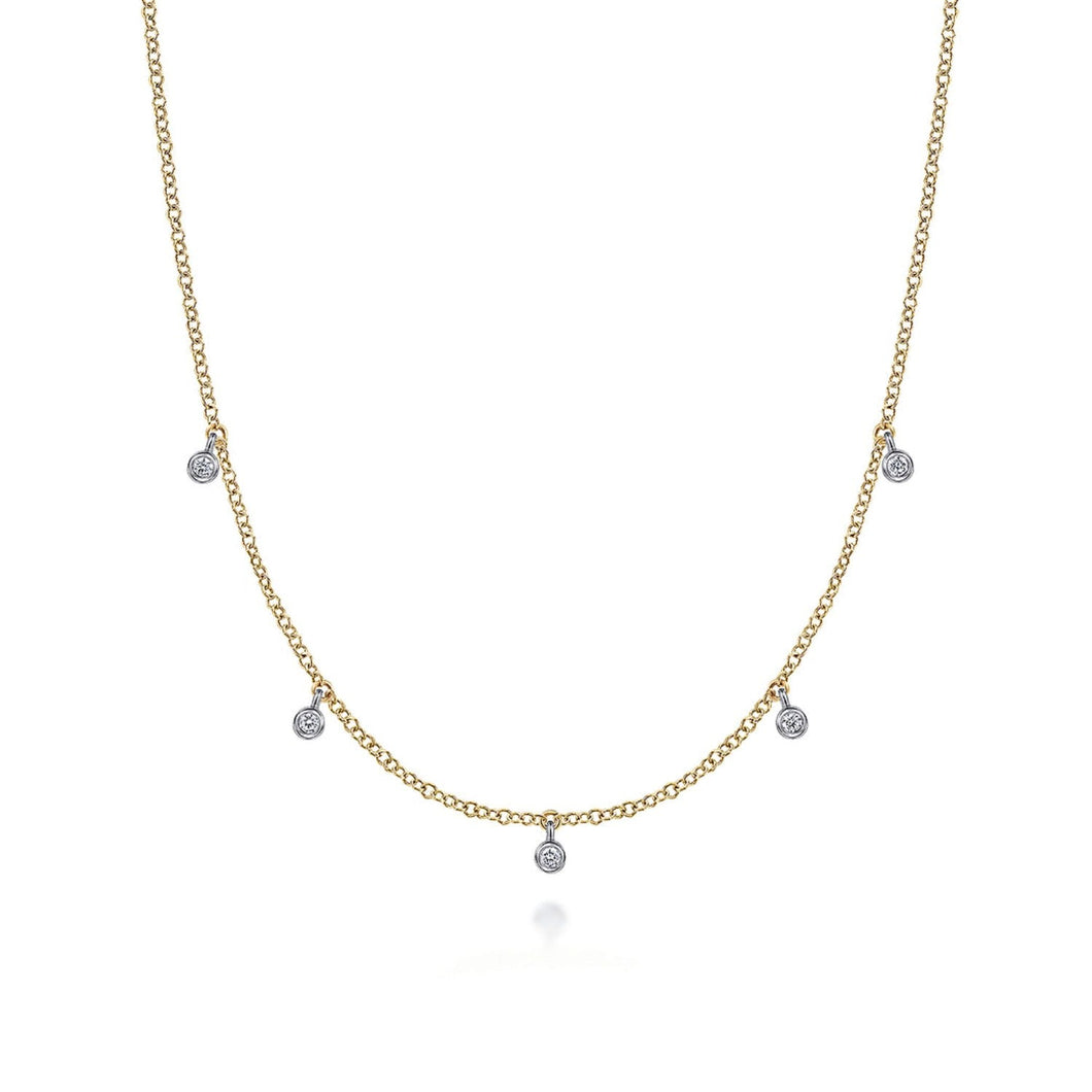 Gabriel & Co. Chain Necklace with Round Cut Diamond Drops