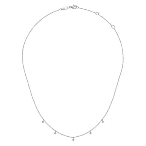 Gabriel & Co. Chain Necklace with Round Cut Diamond Drops