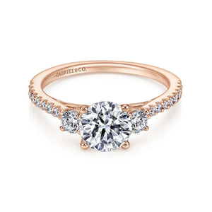 Gabriel & Co. "Chantal" Three Stone Diamond Engagement Ring
