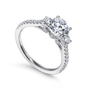 Gabriel & Co. "Chantal" Three Stone Diamond Engagement Ring