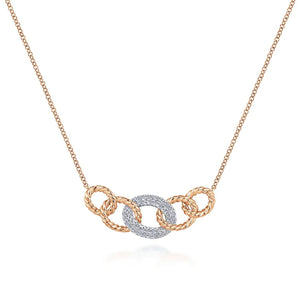 Gabriel & Co. Circular Chain Link Pave Diamond Pendant