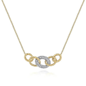Gabriel & Co. Circular Chain Link Pave Diamond Pendant