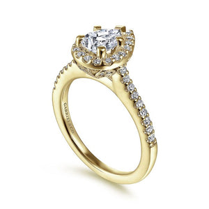 Gabriel & Co. Classic Pear Cut Halo Diamond Engagement Ring