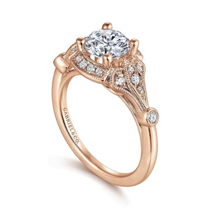 Gabriel & Co. "Columbus" Art Deco Style Halo Diamond Engagement Ring