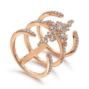 Gabriel & Co. Contemporary Wide Diamond Three Layer Ring