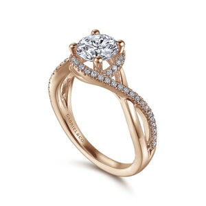 Gabriel & Co. "Courtney" Twist Diamond Halo Engagement Ring