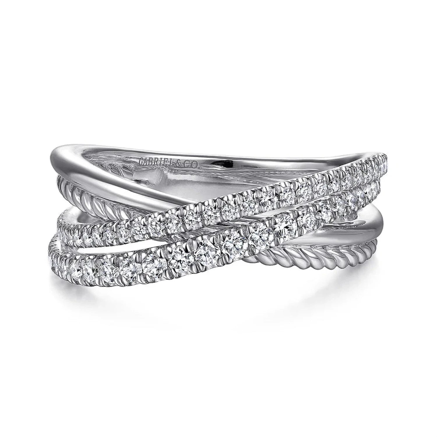 Gabriel & Co. Criss Cross Layered Diamond Ring - LR51526