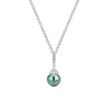 Load image into Gallery viewer, Gabriel &amp; Co. Cultured Pearl and Pave Diamond Drop Pendant Necklace
