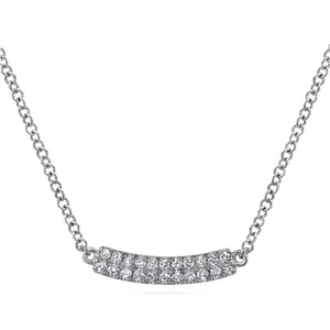 Gabriel & Co. Curved Pave Diamond Bar Necklace