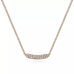 Gabriel & Co. Curved Pave Diamond Bar Necklace