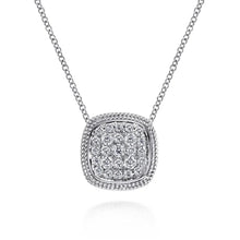 Load image into Gallery viewer, Gabriel &amp; Co. Cushion Halo Pave Set Diamond Cluster Pendant
