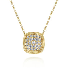 Load image into Gallery viewer, Gabriel &amp; Co. Cushion Halo Pave Set Diamond Cluster Pendant
