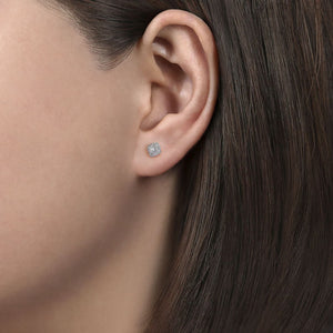 Gabriel & Co. Cushion Halo Round Diamond Stud Earrings