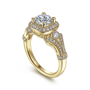 Gabriel & Co. "Delilah" Vintage Style Diamond Halo Engagement Ring