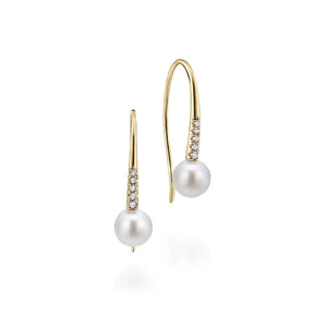 Gabriel & Co. Diamond and Cultured Pearl Drop Earrings