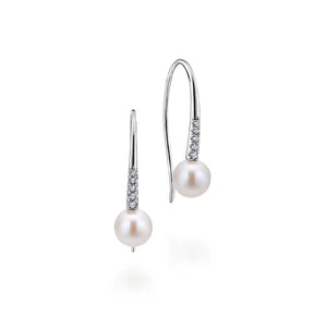 Gabriel & Co. Diamond and Cultured Pearl Drop Earrings