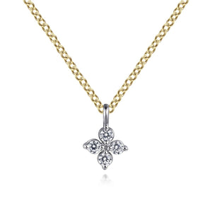 Gabriel & Co. Diamond Flower Shape Pendant Necklace