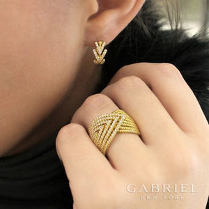 Gabriel & Co. Diamond "Huggie" Chevron Hoop Earrings