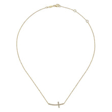 Load image into Gallery viewer, Gabriel &amp; Co. Diamond Sideways Curved Cross Necklace
