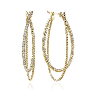 Gabriel & Co. "Double Diamond" Hoop Earrings with Rope Texture