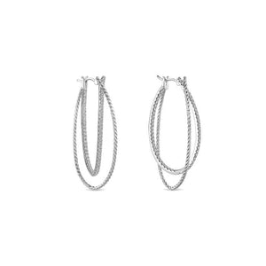 Gabriel & Co. "Double Diamond" Hoop Earrings with Rope Texture