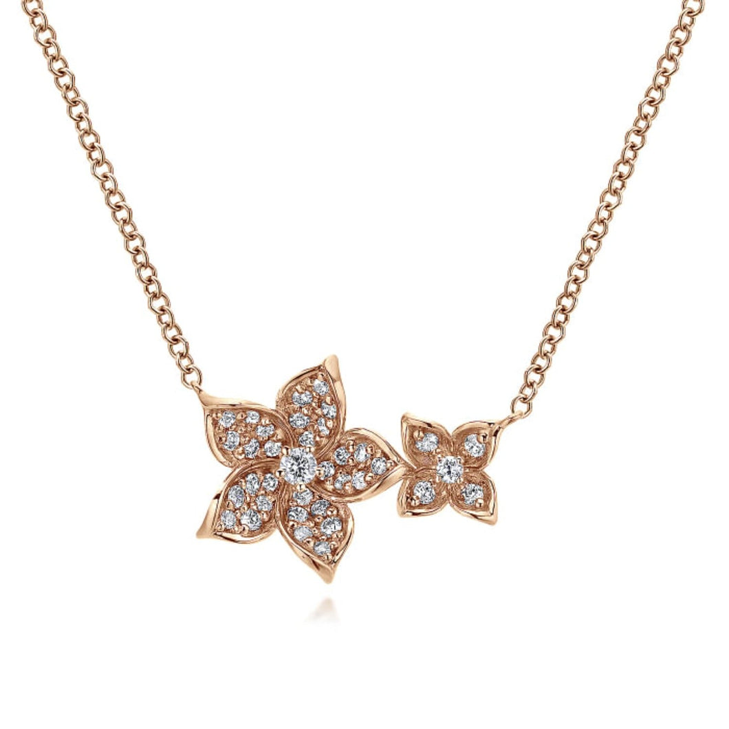 Gabriel & Co. Double Pave Diamond Flower Necklace
