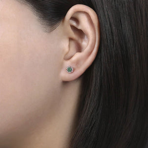 Gabriel & Co. Emerald & Diamond Halo Stud Earrings