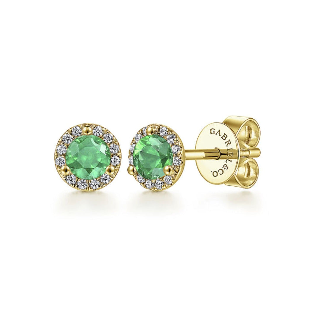 Gabriel & Co. Emerald & Diamond Halo Stud Earrings